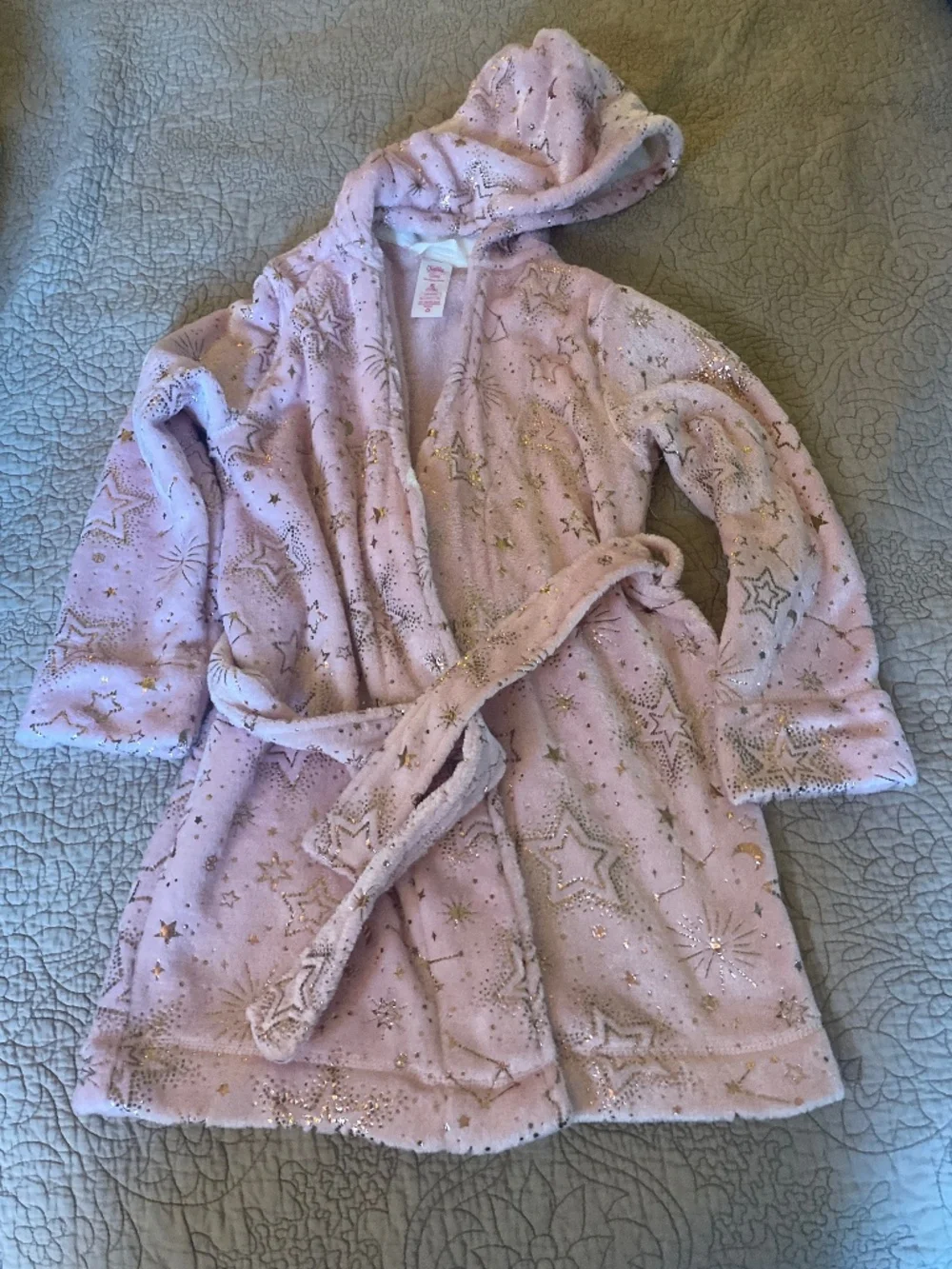 Girls Tie front fuzzy robe 7/8